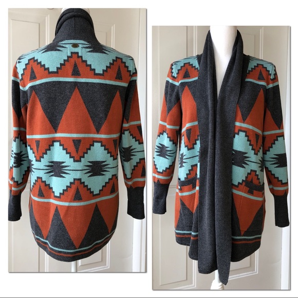 Quiksilver Aztec Long Sleeve Drape Front Cardigan - Picture 2 of 4